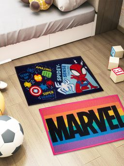 Athom Living - Kids Premium Nylon Doormat With Latex Backing Anti-Skid Multi-Color (Pack of 2)