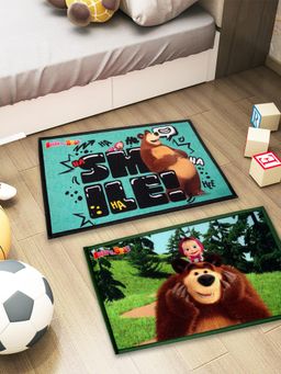 Athom Living - Kids Premium Nylon Doormat With Latex Backing Anti-Skid Multi-Color (Pack of 2)