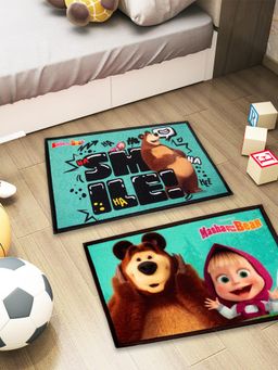 Athom Living - Kids Premium Nylon Doormat With Latex Backing Anti-Skid Multi-Color (Pack of 2)