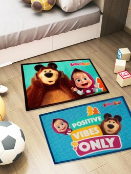 Athom Living - Kids Premium Nylon Doormat With Latex Backing Anti-Skid Multi-Color (Pack of 2)