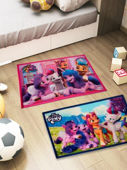 Athom Living - Kids Premium Nylon Doormat With Latex Backing Anti-Skid Multi-Color (Pack of 2)