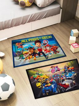 Athom Living - Kids Premium Nylon Doormat With Latex Backing Anti-Skid Multi-Color (Pack of 2)