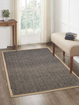 Saral Home - Diamond Jute & Cotton Woven Anti-Slip Strong Border Carpet 120x180 cm Black