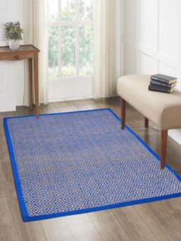 Saral Home - Diamond Jute & Cotton Woven Anti-Slip Strong Border Carpet 120x180 cm Blue