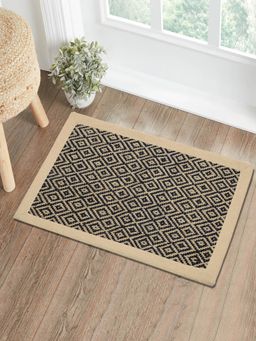 Saral Home - Diamond Jute & Cotton Woven Anti-Slip Strong Border Door Mat Black