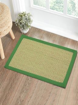 Saral Home - Diamond Jute & Cotton Woven Anti-Slip Strong Border Door Mat Green