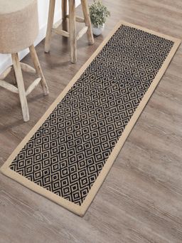 Saral Home - Diamond Jute & Cotton Woven Anti-Slip Strong Border Runner 40x120 cm Black