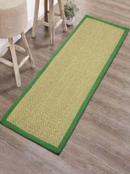 Saral Home - Diamond Jute & Cotton Woven Anti-Slip Strong Border Runner 40x120 cm Green