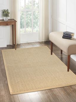 Saral Home - Chevron Jute & Cotton Woven Anti-Slip Strong Border Carpet 150x210 cm Beige