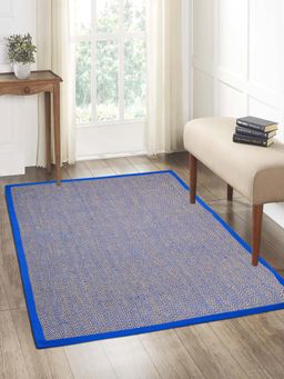 Saral Home - Chevron Jute & Cotton Woven Anti-Slip Strong Border Carpet 180x270 cm Blue