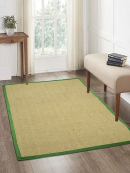 Saral Home - Chevron Jute & Cotton Woven Anti-Slip Strong Border Carpet 90x150 cm Green