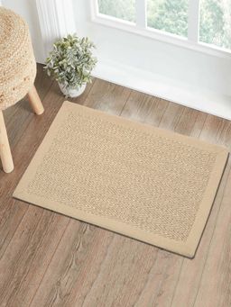 Saral Home - Chevron Jute & Cotton Woven Anti-Slip Strong Border Door Mat Beige