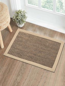 Saral Home - Chevron Jute & Cotton Woven Anti-Slip Strong Border Door Mat Black