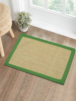 Saral Home - Chevron Jute & Cotton Woven Anti-Slip Strong Border Door Mat Green