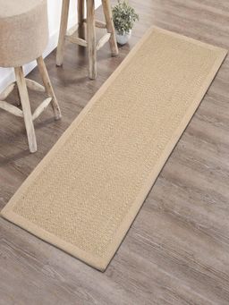 Saral Home - Chevron Jute & Cotton Woven Anti-Slip Strong Border Runner 40x120 cm Beige