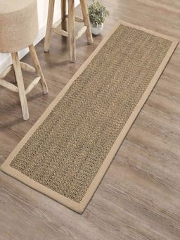 Saral Home - Chevron Jute & Cotton Woven Anti-Slip Strong Border Runner 40x120 cm Black