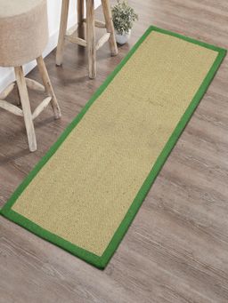 Saral Home - Chevron Jute & Cotton Woven Anti-Slip Strong Border Runner 40x120 cm Green