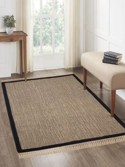 Saral Home - BURWAN Cotton Jute Woven Strong Anti-Slip Carpet with fringe 120x180 cm