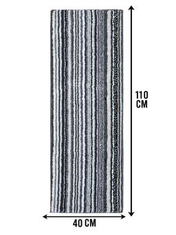 Saral Home - Vibe Microfiber Striped Antiskid Backing Modern Design Runner 40x110 cm Grey
