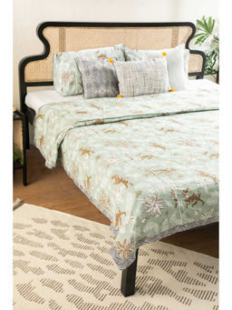 Freedom Tree - Ahnan Pure Cotton Green Bedcover (Queen)