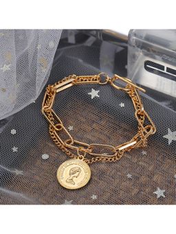 Amorenmore - Regal Coin-Link Charm Bracelet - Gold