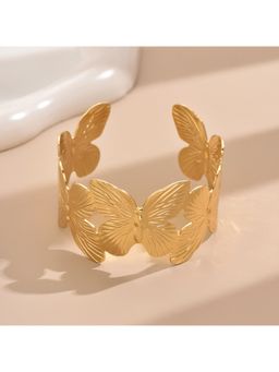 Amorenmore - Butterfly Bloom Open Cuff Bracelet - Gold Plated