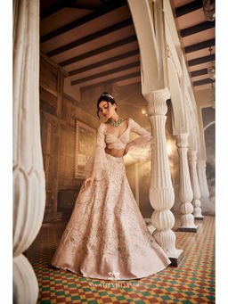 SWATHI VELDANDI - Nude Pink Lehenga with Blouse and Dupatta (Set of 3)