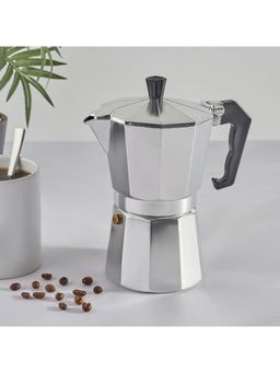 HomeTown - Brew Aluminium Moka Pot Coffee Maker 300 Ml In Silver Colour