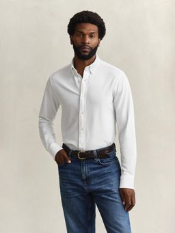 GANT - White Jersey Pique Stretch Shirt