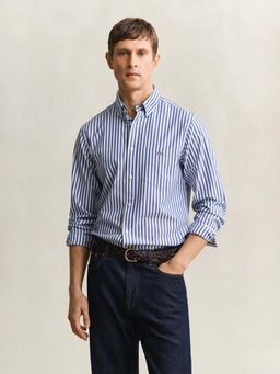 GANT - Blue Striped Regular Fit Poplin Shirt