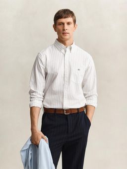GANT - White Striped Regular Fit Classic Oxford Shirt