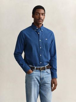 GANT - Navy Blue Regular Fit Seersucker Shirt