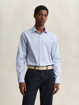 GANT - Blue Striped Regular Fit Poplin Shirt