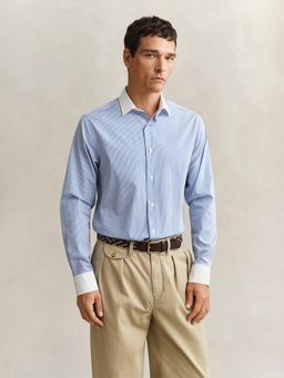 GANT - Blue Striped Regular Fit Poplin Shirt