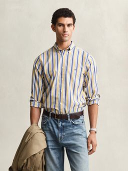 GANT - Yellow Striped Regular Fit Poplin Shirt