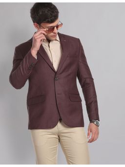 AD By Arvind - Men Wine Twill Weave Heathered Formal Blazer