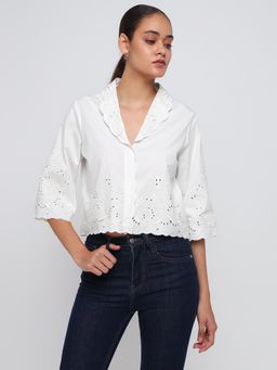 Cover Story - White Cropped Shirt