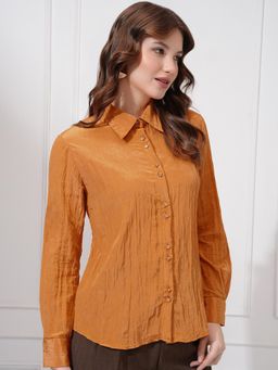 TOKYO TALKIES - Women Spread Collar Textured Casual Shirt