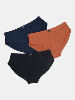 Jockey - 3035 Boys Cotton Solid Briefs - Navy, Black & Raw Sienna (Pack of 3)