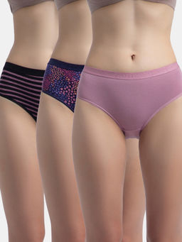 Jockey - 3006 Women Cotton Hipster - Black, Classic Navy And Valerian (Pack of 3)