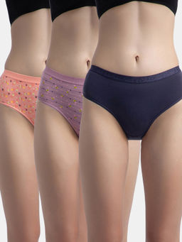 Jockey - 3006 Women Cotton Hipster-Valerian, Candlelight Peach And Classic Navy (Pack of 3)