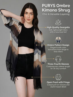 PURYS - Ombre Kimono Printed Shrug