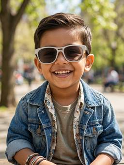 DukieKooky - Kids Boys White & Black Uv Protected Square Sunglasses -DKSG607B