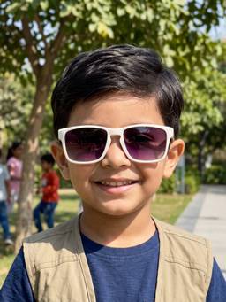 DukieKooky - Kids Boys White & Black Uv Protected Square Sunglasses -DKSG613C