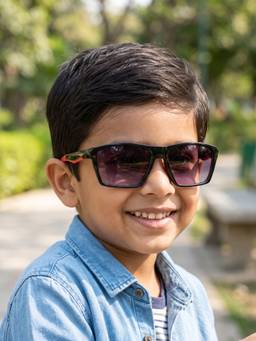 DukieKooky - Kids Boys Black & Black Uv Protected Wayfarer Sunglasses -DKSG615E