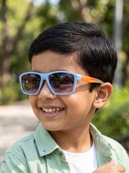 DukieKooky - Kids Boys Blue & Black Uv Protected Wayfarer Sunglasses -DKSG615A