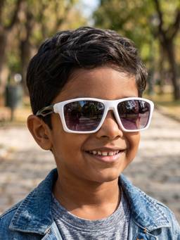 DukieKooky - Kids Boys White & Black Uv Protected Wayfarer Sunglasses -DKSG615C