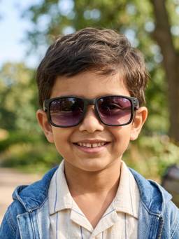 DukieKooky - Kids Boys Black & Black Uv Protected Square Sunglasses -DKSG616B