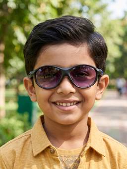 DukieKooky - Kids Boys Black & Black Uv Protected Round Sunglasses -DKSG619B