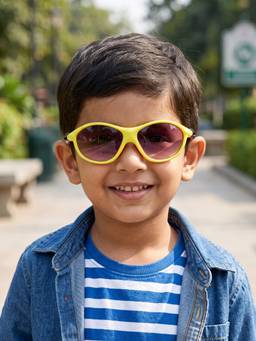 DukieKooky - Kids Boys Yellow & Black Uv Protected Round Sunglasses -DKSG619D